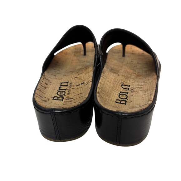 Born sharr platform sandals black leather thong cork footbed women’s size 8M - Picture 4 of 6
